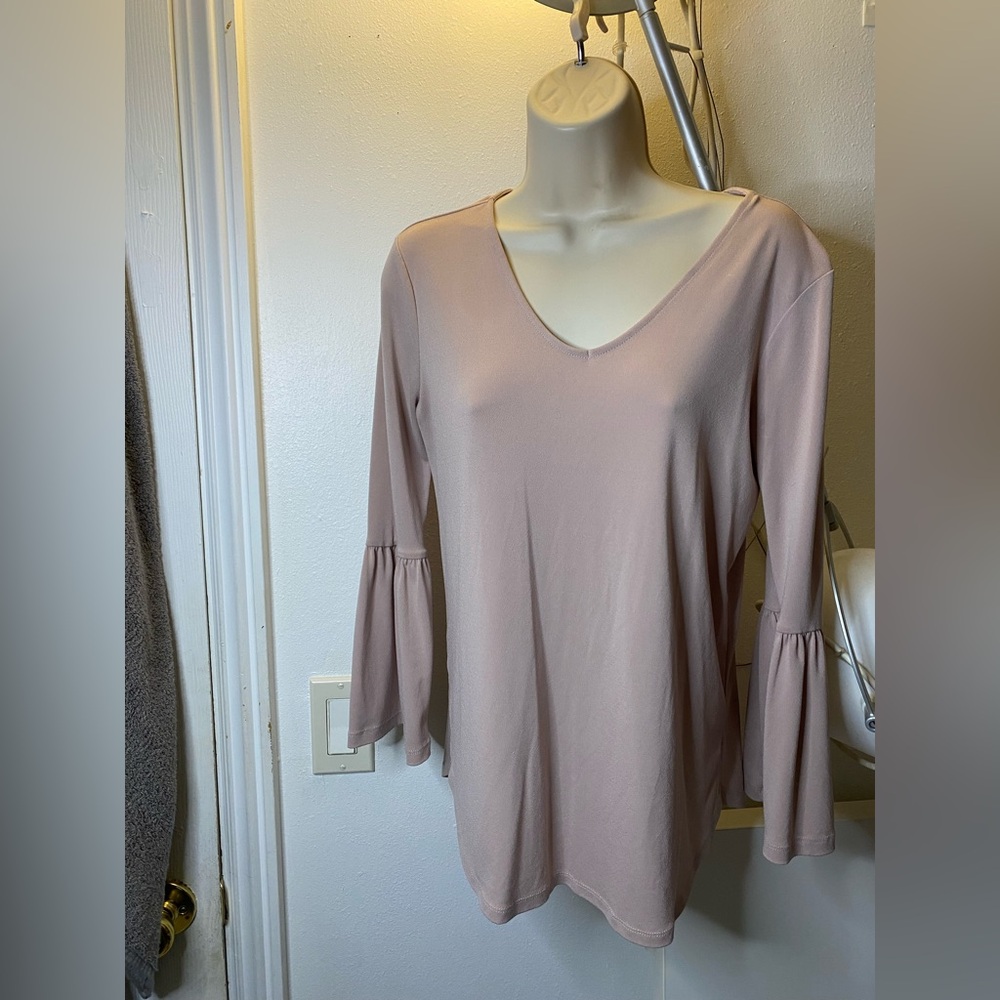 Pink V-Neck Bell Sleeve Top